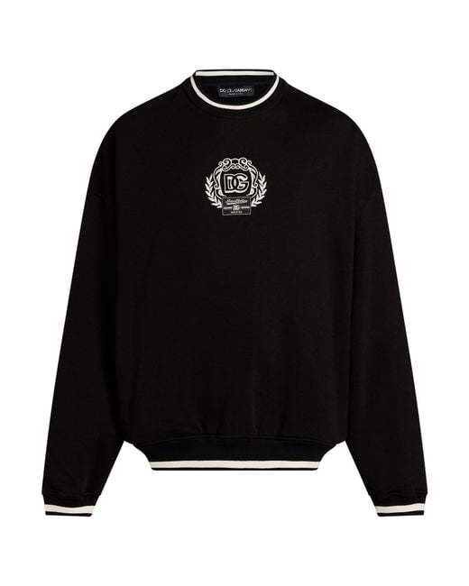 Dolce & Gabbana Black Sweatshirt Cotton, Polyester for men