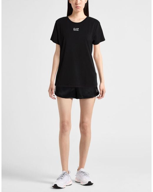EA7 Black T-Shirt Cotton, Modal, Elastane