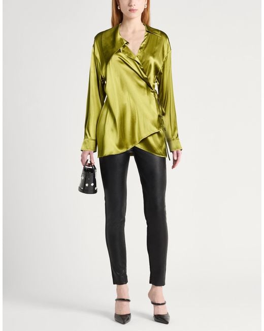 Dries Van Noten Green Top Silk, Elastane