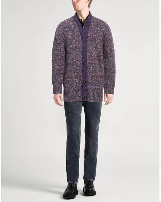Lardini Purple Cardigan Wool, Alpaca Wool, Silk for men