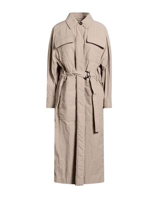 Brunello Cucinelli Natural Khaki Overcoat & Trench Coat Polyamide, Cotton