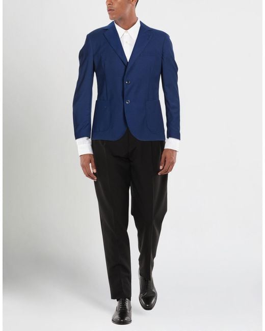 Exte Blue Blazer Polyester, Wool, Elastane for men