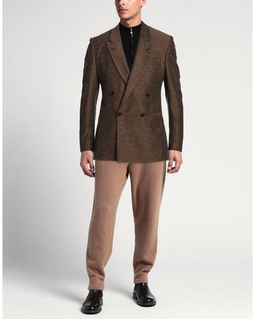 Reveres 1949 Brown Light Blazer Silk, Microfiber for men
