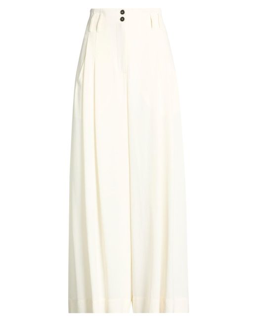 Isabel Benenato White Pants Virgin Wool, Viscose
