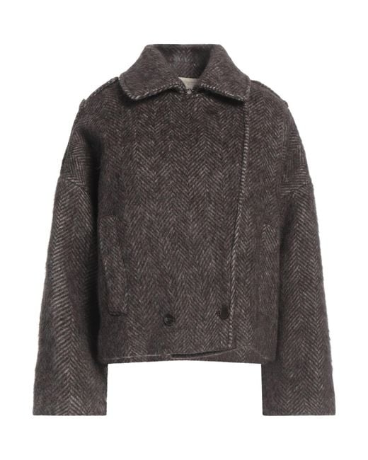 Alysi Gray Dark Coat Virgin Wool, Alpaca Wool, Polyamide
