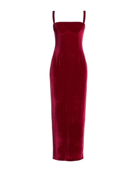 SILENCE LIMITED Red Maxi Dress Polyester, Viscose, Elastane