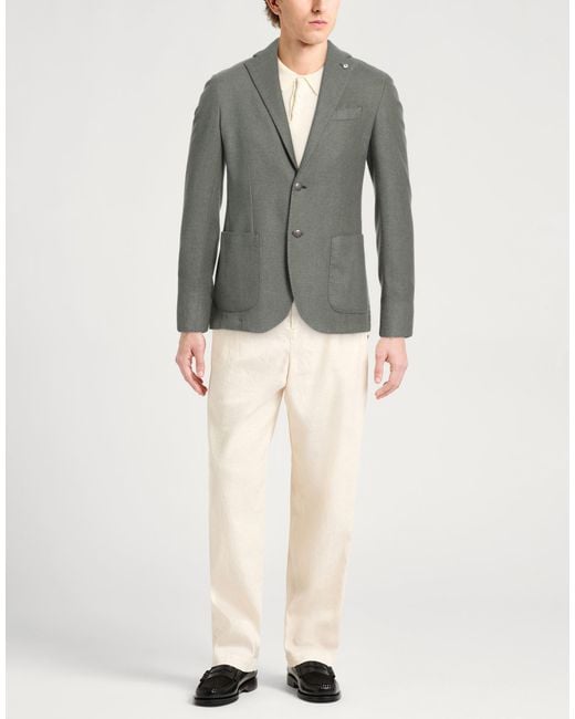 L.b.m. 1911 Gray Blazer Virgin Wool, Polyester for men