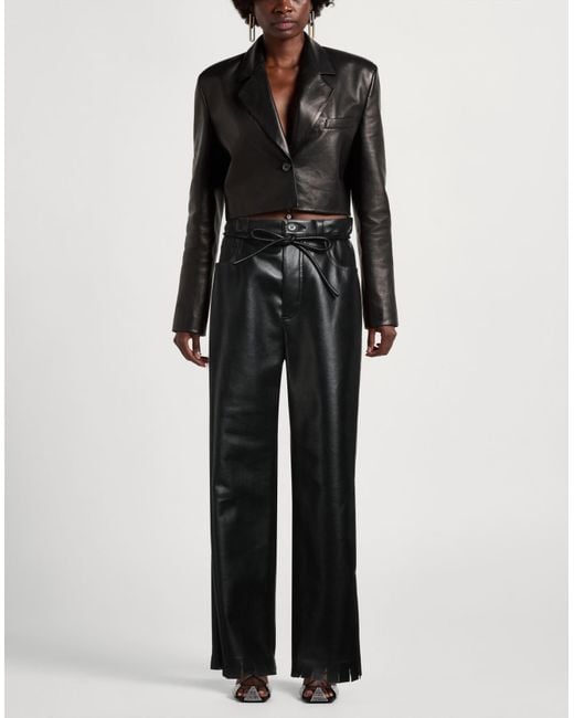 Nanushka Black Pants Polyester, Polyurethane, Leather, Polyamide