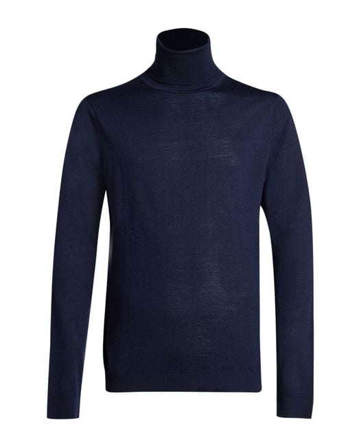PAOLO RAGAZZINI Blue Midnight Turtleneck Wool for men