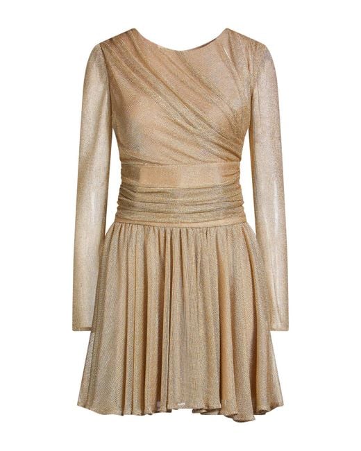 Stefano De Lellis Natural Mini Dress Rayon, Metallic Fiber, Elastane