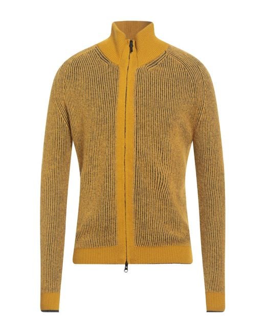 Alpha Studio Yellow Cardigan Merino Wool, Alpaca Wool, Recycled Polyacrylic, Polyamide for men