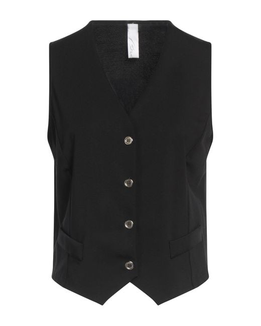 Brebis Noir Black Tailored Vest Viscose, Polyamide, Elastane