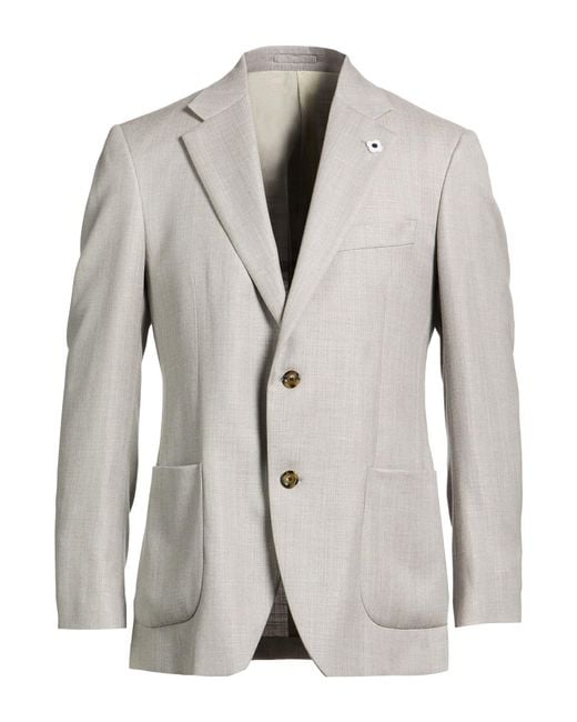 Lardini Gray Blazer Virgin Wool, Viscose, Linen for men