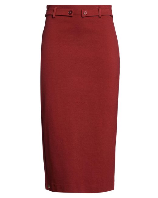 Manila Grace Red Rust Midi Skirt Viscose, Polyamide, Elastane