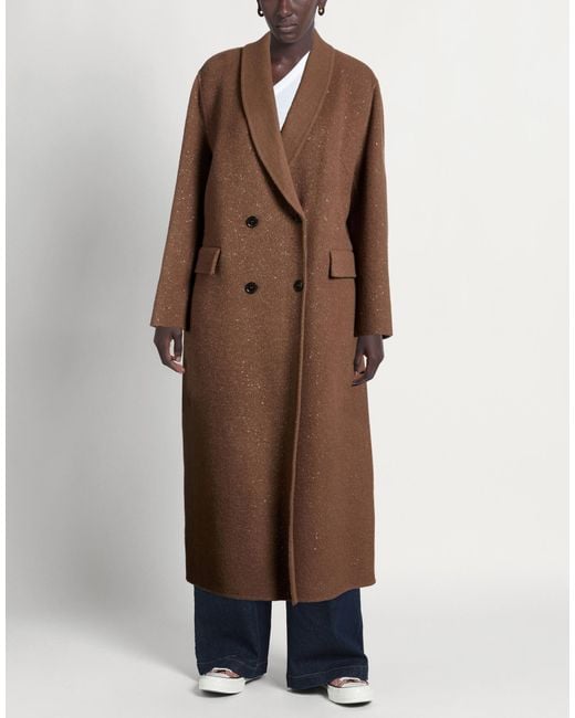 Shirtaporter Brown Coat Wool, Alpaca Wool