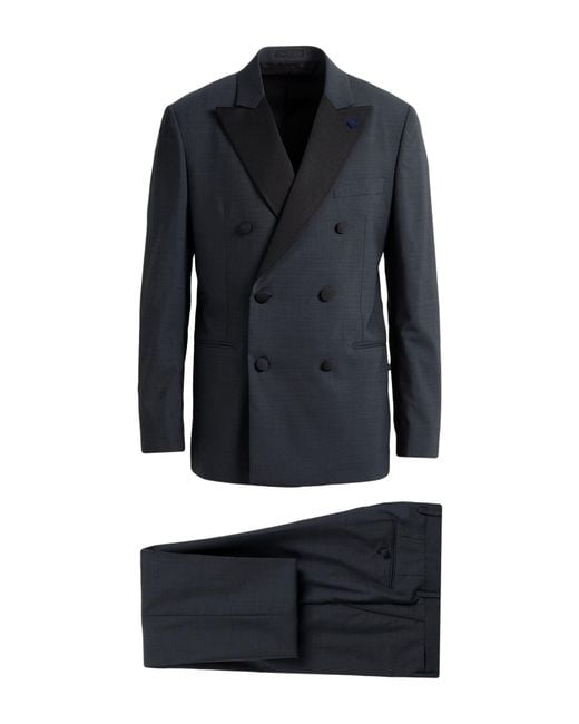 Lardini Blue Charcoal Suit Wool, Elastane for men