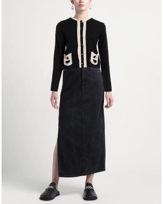 MEIMEIJ Black Cardigan Virgin Wool, Acetate, Silk