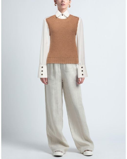 Aviu Brown Sweater Wool, Polyester, Cotton