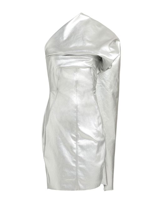 Rick Owens White Mini Dress Cotton, Elastomultiester, Rubber