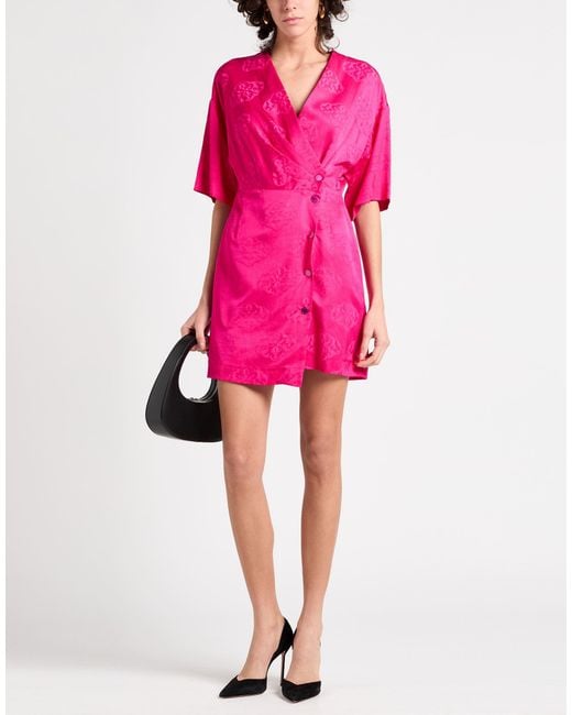 Sandro Pink Fuchsia Mini Dress Viscose, Cotton, Linen