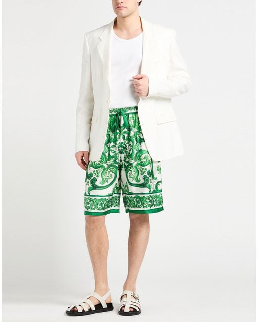 Dolce & Gabbana Green Shorts & Bermuda Shorts Silk for men