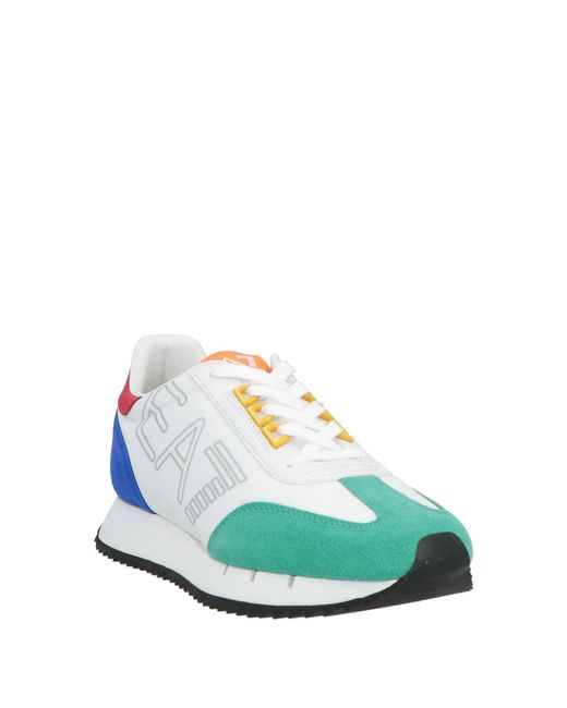 EA7 Blue Sneakers Polyamide, Cow Leather, Polyester, Polyurethane for men
