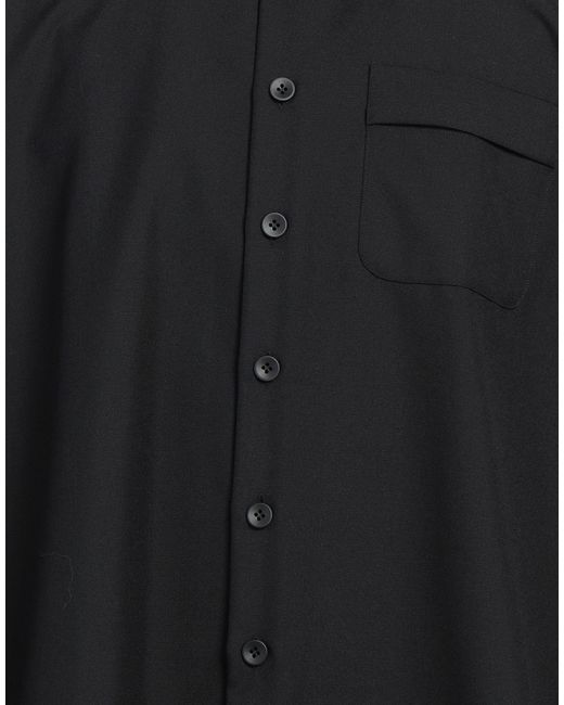 Lardini Black Shirt Polyester, Wool for men