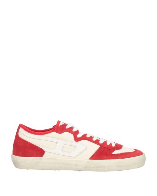 DIESEL Red Sneakers Cow Leather, Polyester for men