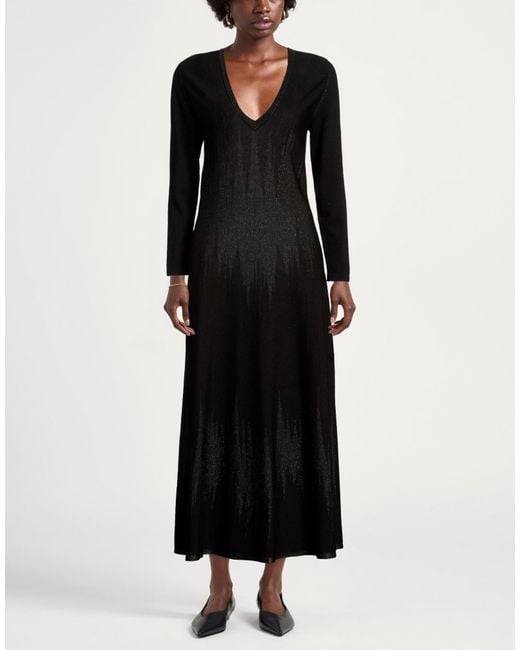 D.exterior Black Maxi Dress Polyester, Wool, Polyamide, Metallic Polyester