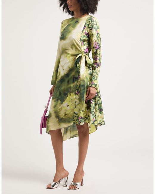 MSGM Green Midi Dress Silk