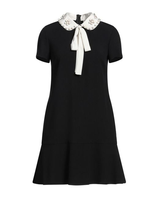 RED Valentino Black Embellished Cady Flared Mini Dress