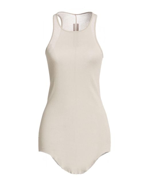 Rick Owens White Taupe Tank Top Cotton