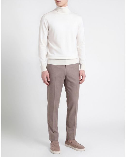 Eleventy White Platinum Cream Turtleneck Wool, Silk for men