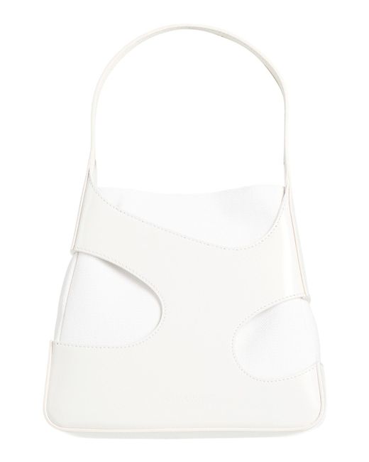 Ferragamo White Handbag Leather, Textile Fibers