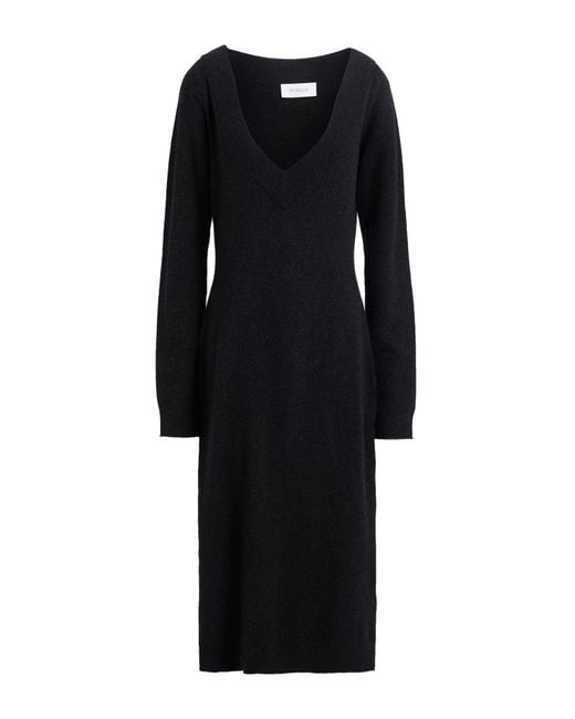 Sportmax Black Midi Dress Wool, Cashmere, Polyamide, Elastane