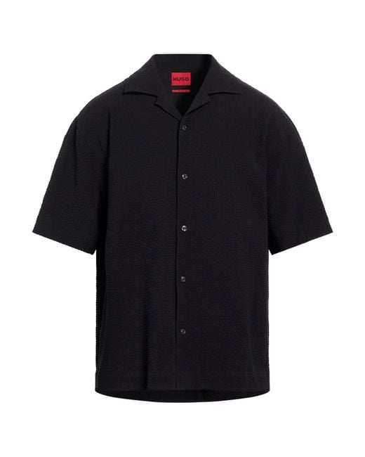 HUGO Black Shirt Cotton, Elastane for men