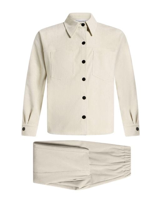 Shirtaporter White Ivory Suit Polyester, Nylon, Elastane