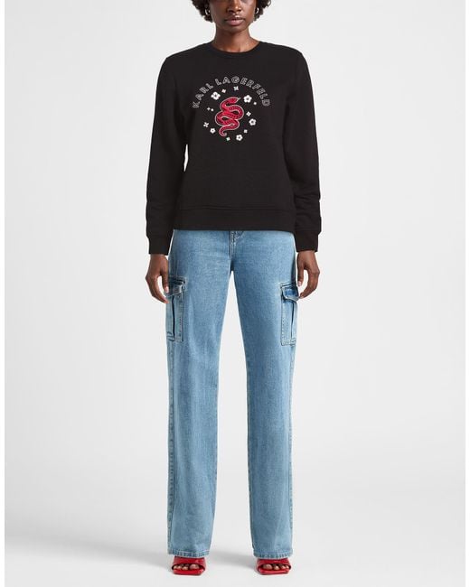 Karl Lagerfeld Black Sweatshirt Organic Cotton, Recycled Polyester