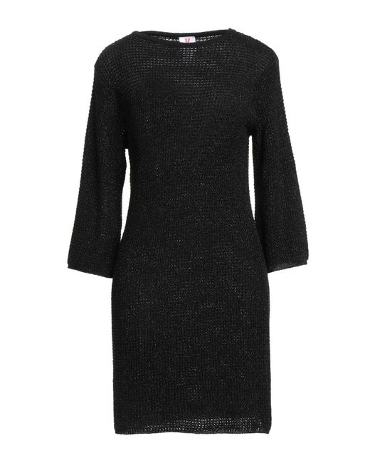Kontatto Black Mini Dress Viscose, Cotton, Metallic Fiber