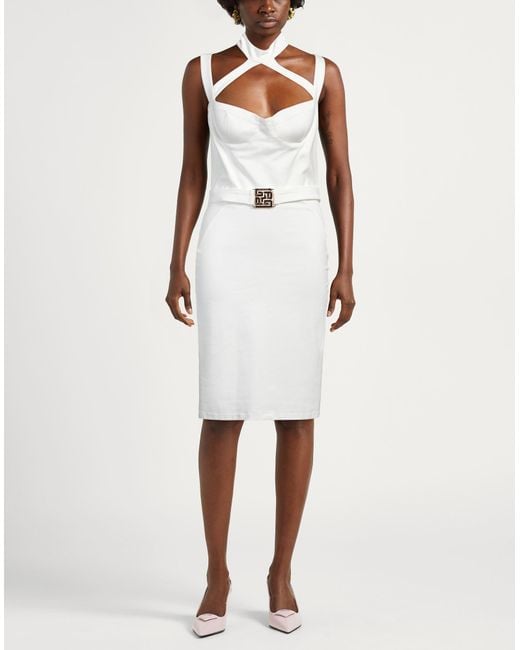 Gaelle Paris White Midi Dress Viscose, Polyamide, Elastane
