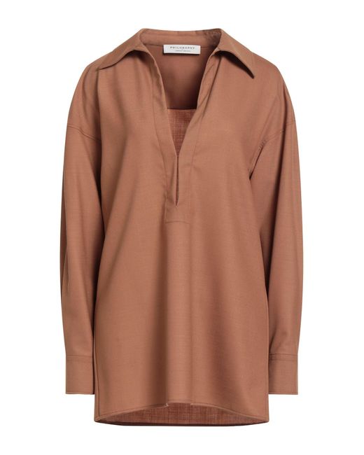 Philosophy Di Lorenzo Serafini Brown Top Polyester, Wool, Elastane