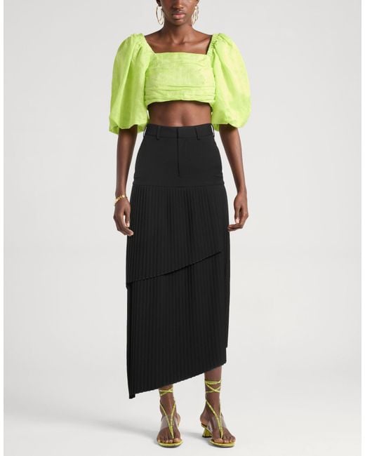 MM6 by Maison Margiela Black Midi Skirt Polyester, Viscose, Elastane