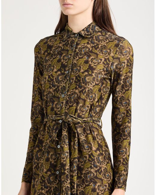 Caliban Green Midi Dress Polyester, Metallic Polyester, Polyamide, Elastane