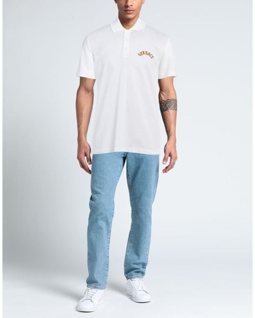 Versace White Polo Shirt Cotton, Viscose, Polyester for men