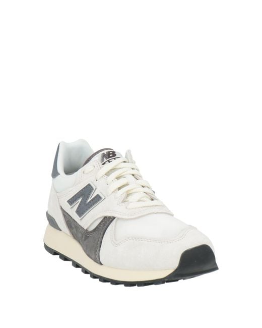 New Balance White Sneakers Leather, Textile Fibers for men