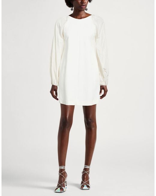 MEIMEIJ White Mini Dress Viscose, Polyamide, Elastane, Polyester