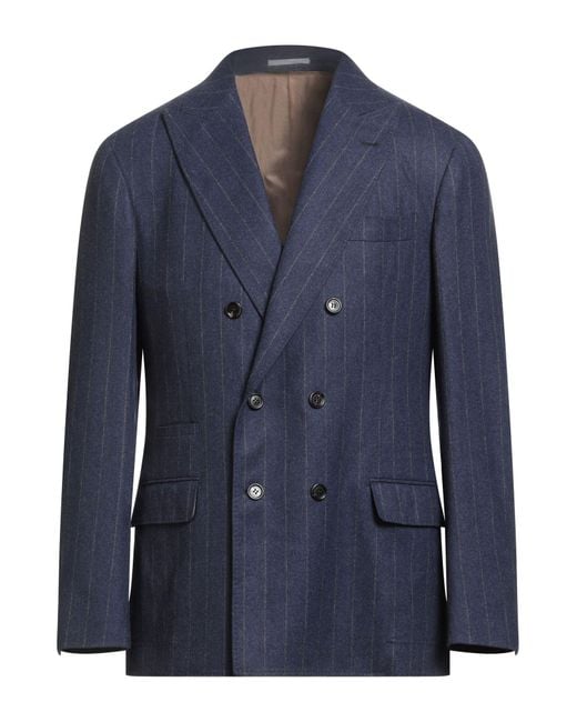 Brunello Cucinelli Blue Blazer Wool, Silk, Cashmere for men