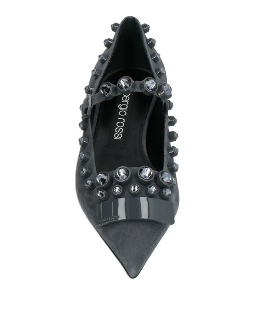 Sergio Rossi Gray Lead Ballet Flats Leather