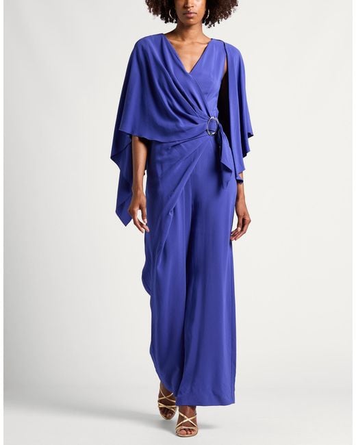 Alberta Ferretti Blue Jumpsuit Viscose, Elastane