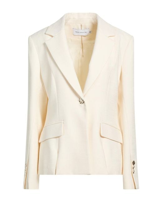 SIMONA CORSELLINI Natural Blazer Viscose, Polyester, Elastane
